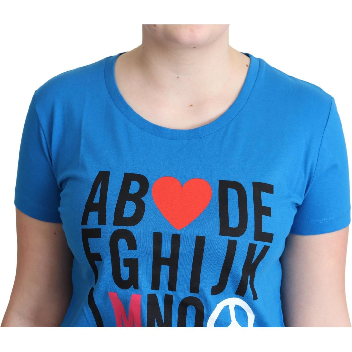 Moschino Blue Cotton Alphabet Letter Print Tops Moschino