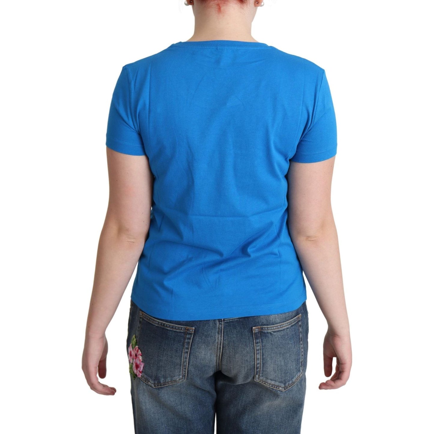 Moschino Blue Cotton Come Play 4 Us Print T-shirt Moschino