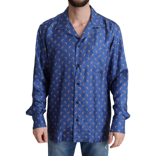 Dolce & Gabbana Silk Beach Chair Print Casual Shirt Dolce & Gabbana