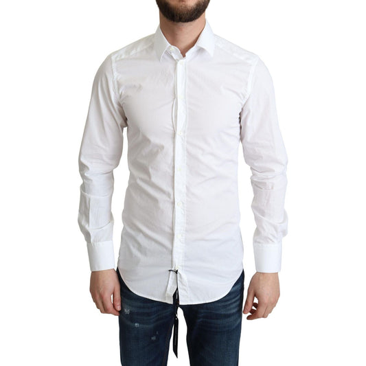 Dolce & Gabbana White Cotton Long Sleeves Men Formal Shirt Dolce & Gabbana