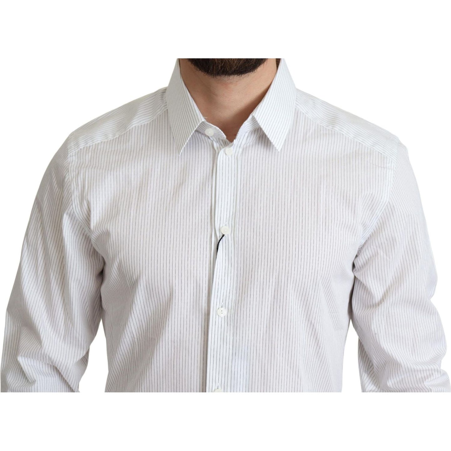 Dolce & Gabbana Elegant Striped Gold Dress Shirt Dolce & Gabbana