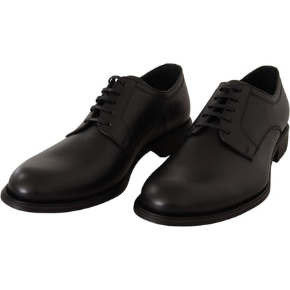 Dolce & Gabbana Black Leather Lace Up Mens Formal Derby Shoes Dolce & Gabbana