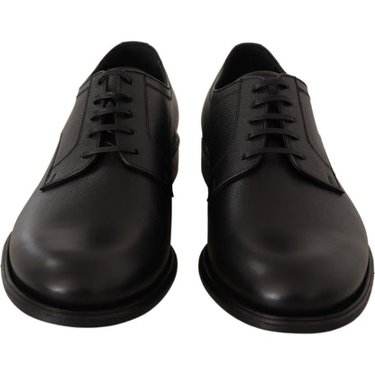 Dolce & Gabbana Black Leather Lace Up Mens Formal Derby Shoes Dolce & Gabbana