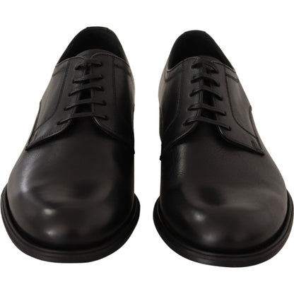 Dolce & Gabbana Black Leather Lace Up Mens Formal Derby Shoes Dolce & Gabbana