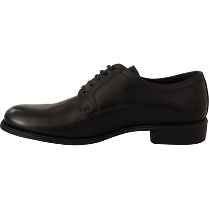 Dolce & Gabbana Black Leather Lace Up Mens Formal Derby Shoes Dolce & Gabbana