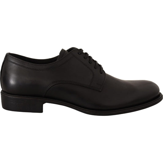 Dolce & Gabbana Black Leather Lace Up Mens Formal Derby Shoes Dolce & Gabbana