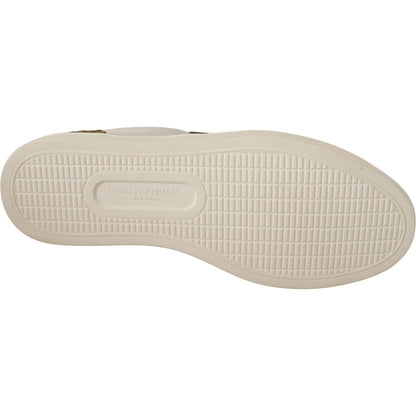 Dolce & Gabbana White Suede Leather Mens Low Tops Sneakers Dolce & Gabbana