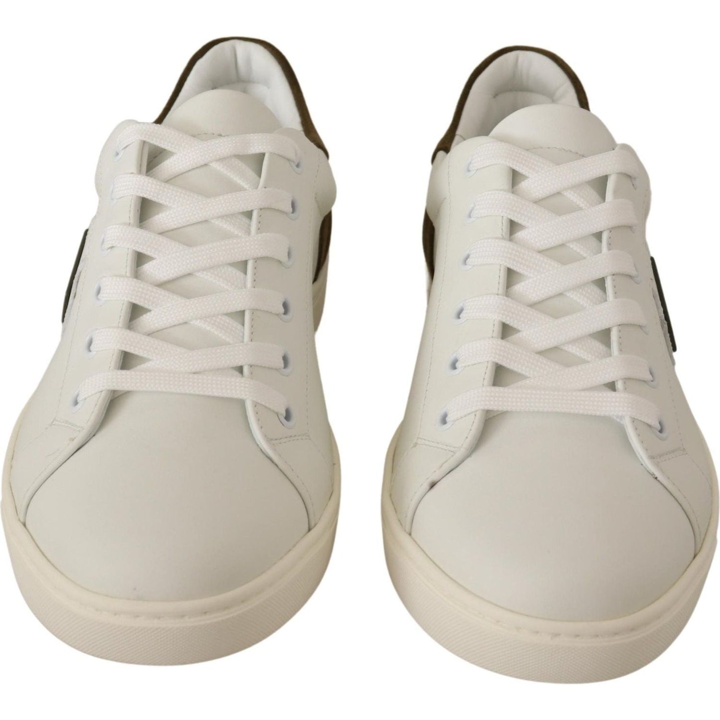 Dolce & Gabbana White Suede Leather Mens Low Tops Sneakers Dolce & Gabbana
