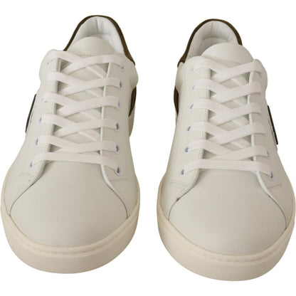 Dolce & Gabbana White Suede Leather Mens Low Tops Sneakers Dolce & Gabbana