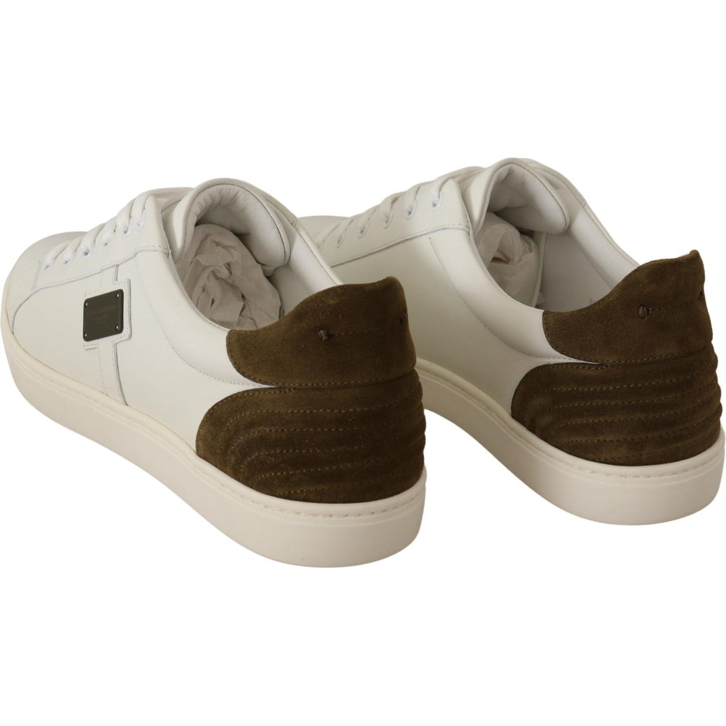 Dolce & Gabbana White Suede Leather Mens Low Tops Sneakers Dolce & Gabbana