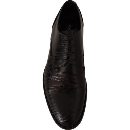 Dolce & Gabbana Black Leather Exotic Skins Formal Shoes Dolce & Gabbana