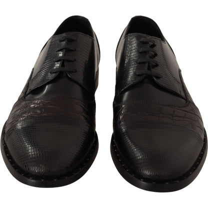 Dolce & Gabbana Black Leather Exotic Skins Formal Shoes Dolce & Gabbana