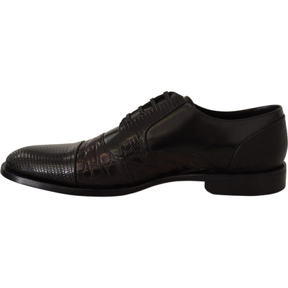 Dolce & Gabbana Black Leather Exotic Skins Formal Shoes Dolce & Gabbana