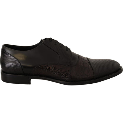Dolce & Gabbana Black Leather Exotic Skins Formal Shoes Dolce & Gabbana