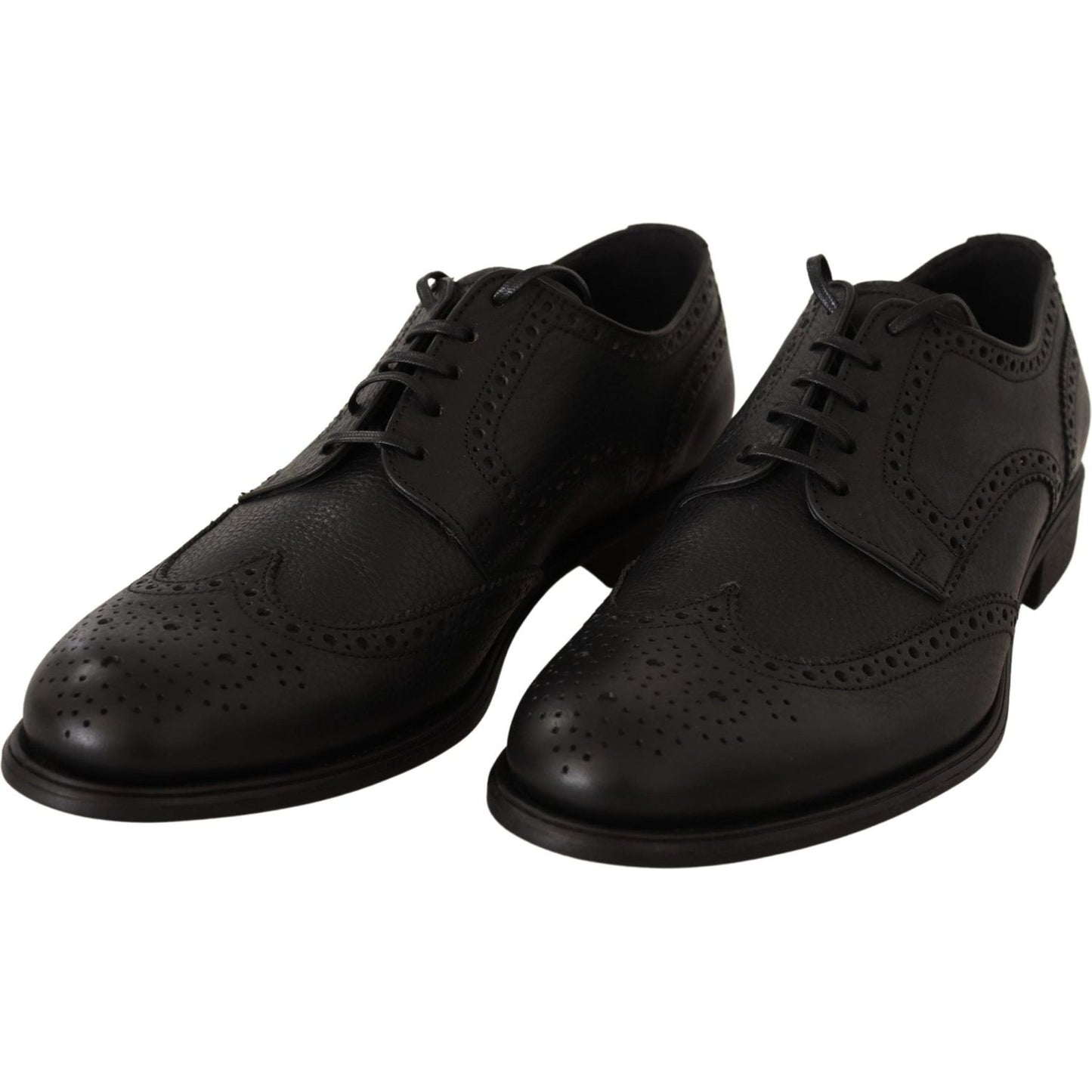 Dolce & Gabbana Black Leather Oxford Wingtip Formal Dress Shoes Dolce & Gabbana