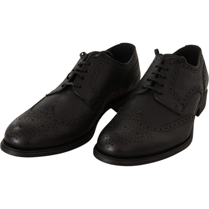Dolce & Gabbana Black Leather Oxford Wingtip Formal Dress Shoes Dolce & Gabbana