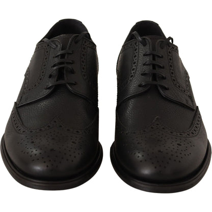 Dolce & Gabbana Black Leather Oxford Wingtip Formal Dress Shoes Dolce & Gabbana