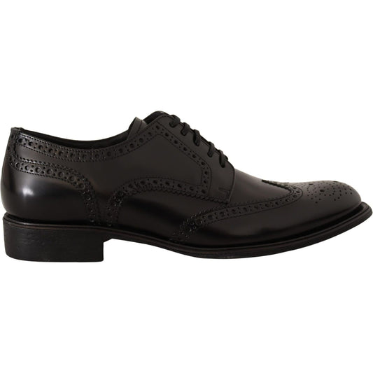 Dolce & Gabbana Black Leather Oxford Wingtip Formal Shoes Dolce & Gabbana