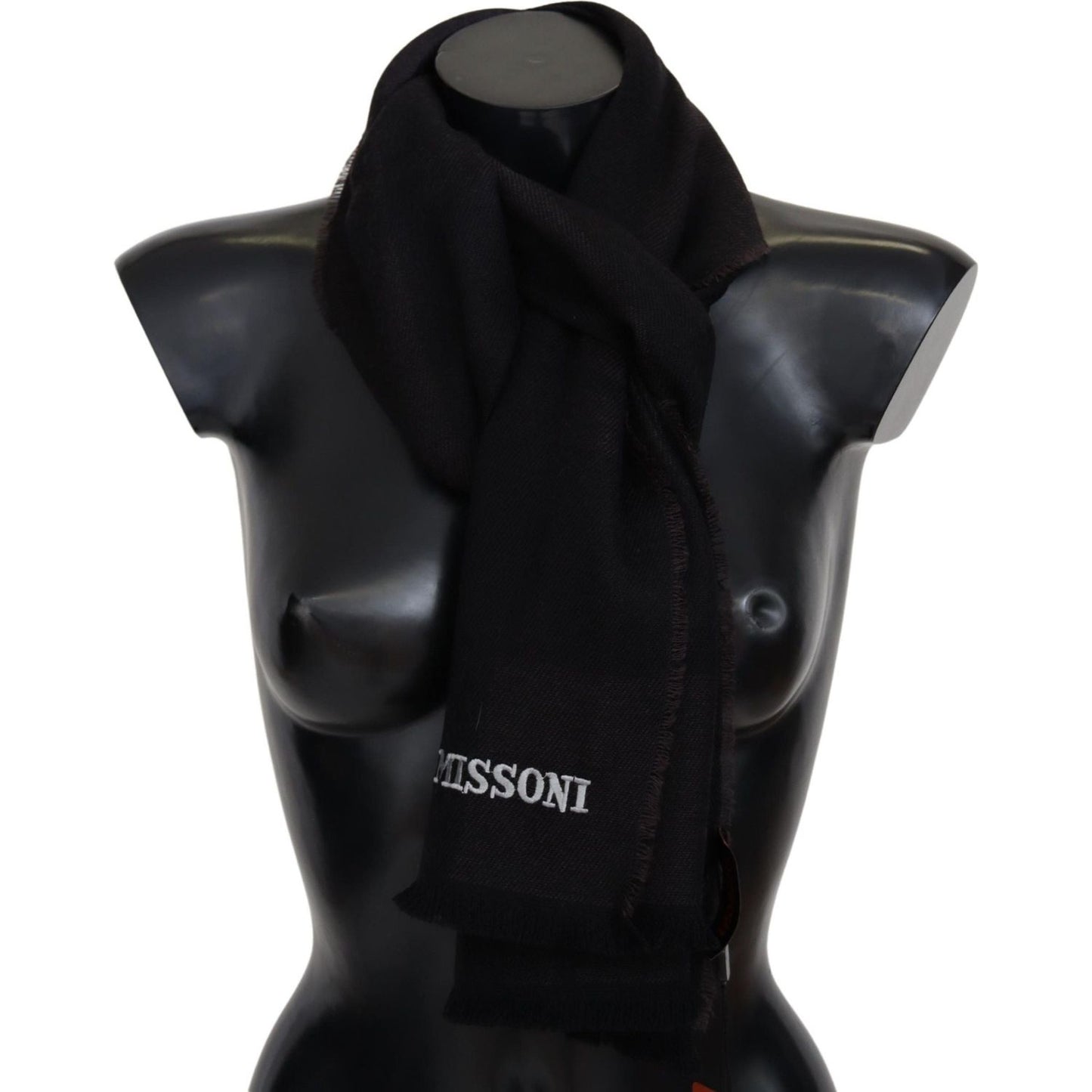 Missoni Elegant Black Wool Scarf with Logo Embroidery Missoni