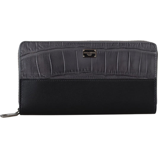 Dolce & Gabbana Elegant Textured Leather Zip-Around Wallet Dolce & Gabbana