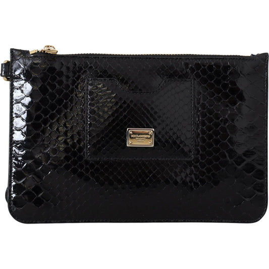 Dolce & Gabbana Black Leather Coin Purse Wristlet Mirror Agnese Wallet Dolce & Gabbana