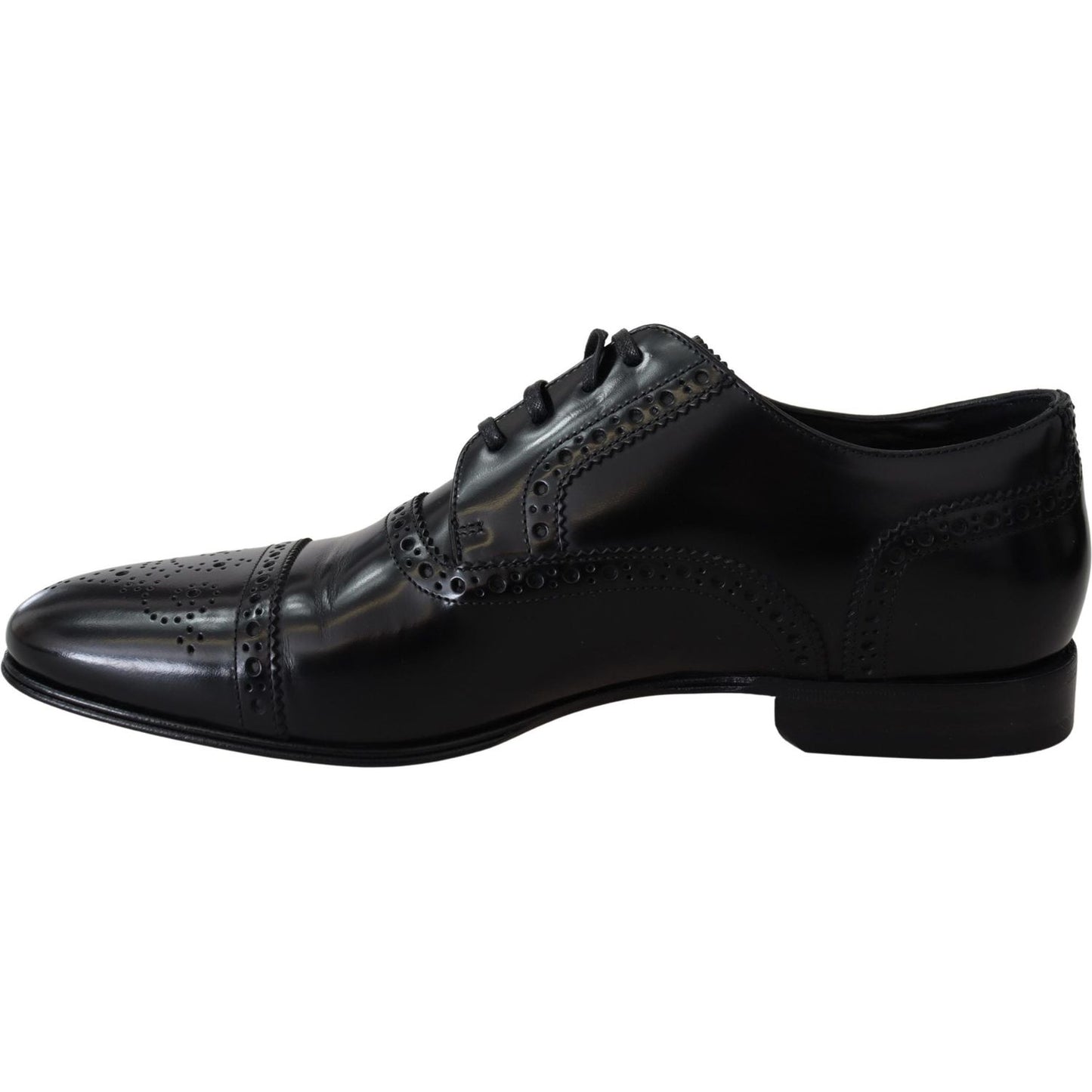 Dolce & Gabbana Black Leather Men Derby Formal Loafers Shoes Dolce & Gabbana