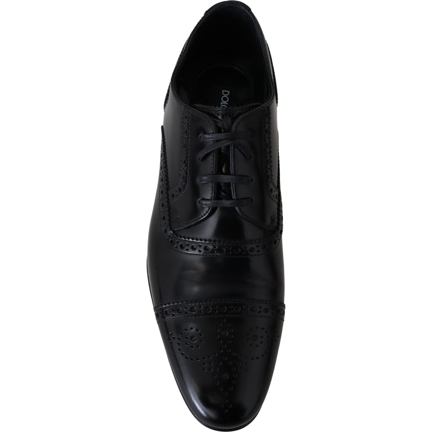 Dolce & Gabbana Black Leather Men Derby Formal Loafers Shoes Dolce & Gabbana