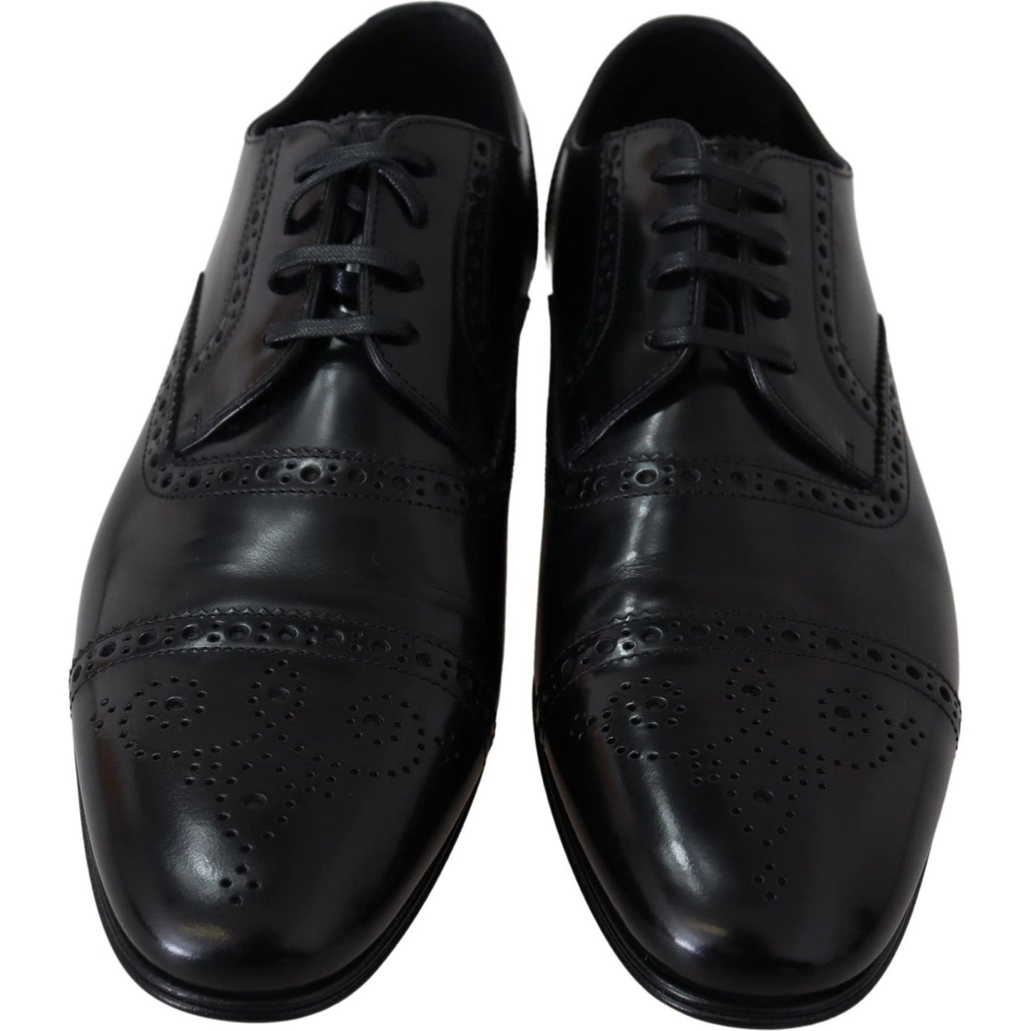 Dolce & Gabbana Black Leather Men Derby Formal Loafers Shoes Dolce & Gabbana
