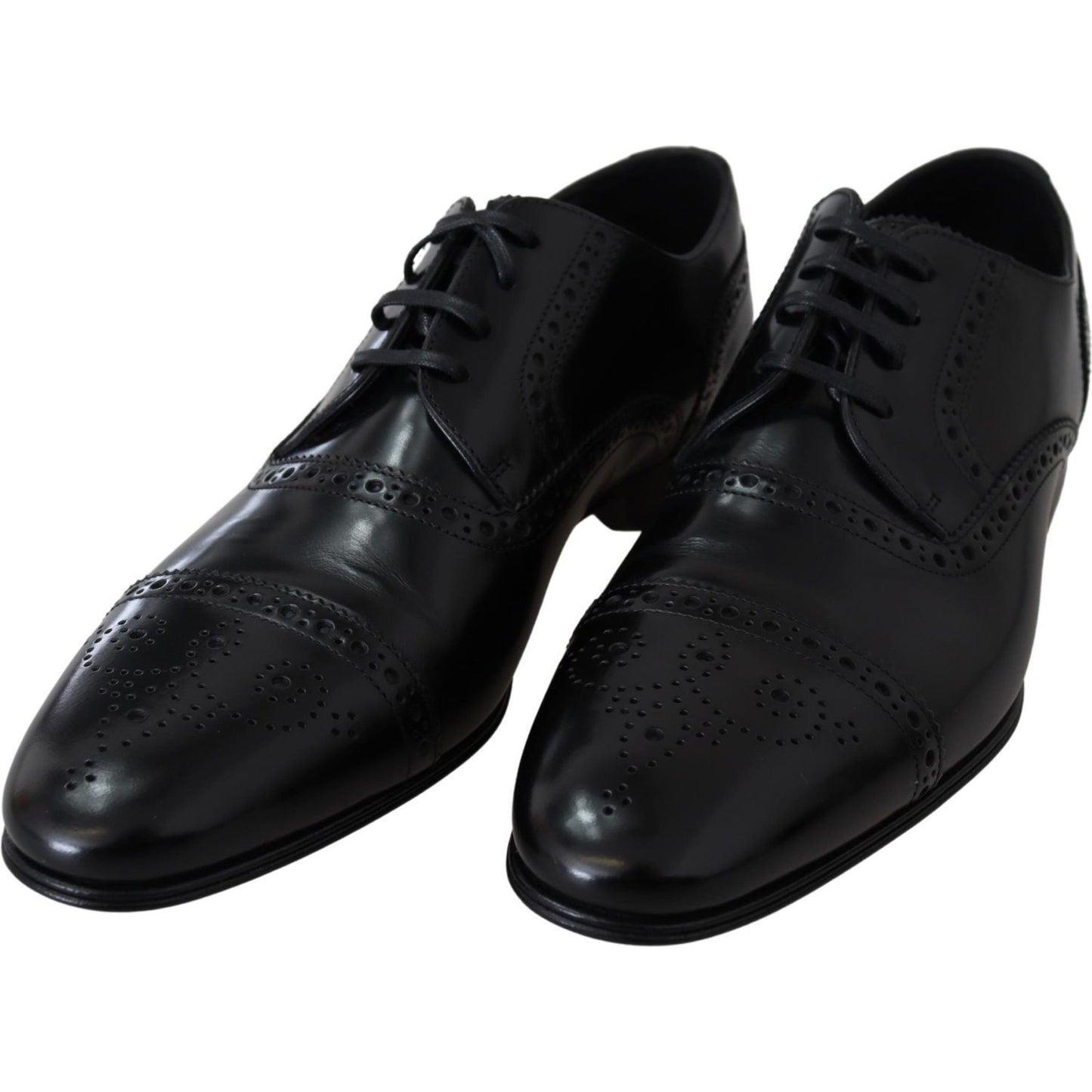 Dolce & Gabbana Black Leather Men Derby Formal Loafers Shoes Dolce & Gabbana