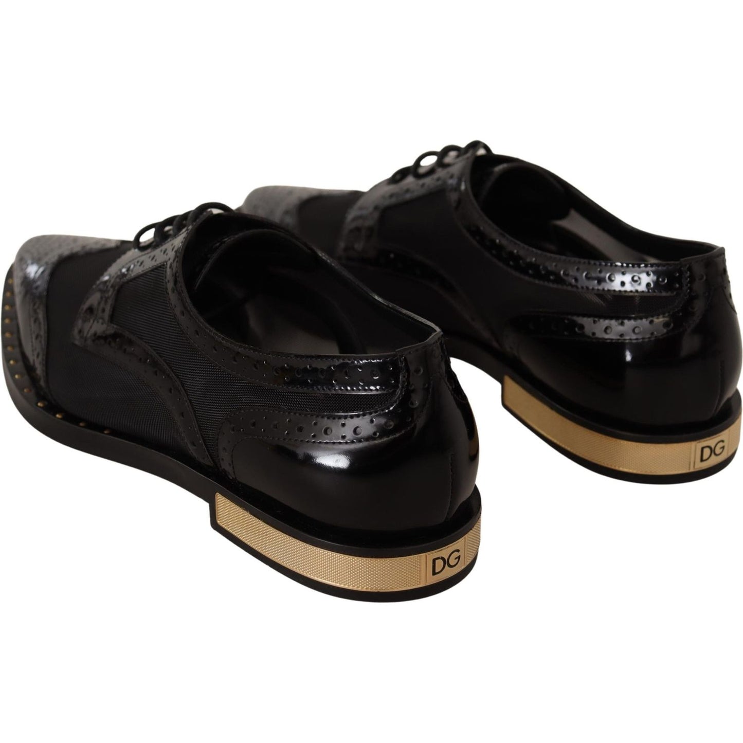 Dolce & Gabbana Elegant Gold-Trimmed Black Oxford Lace-Ups Dolce & Gabbana