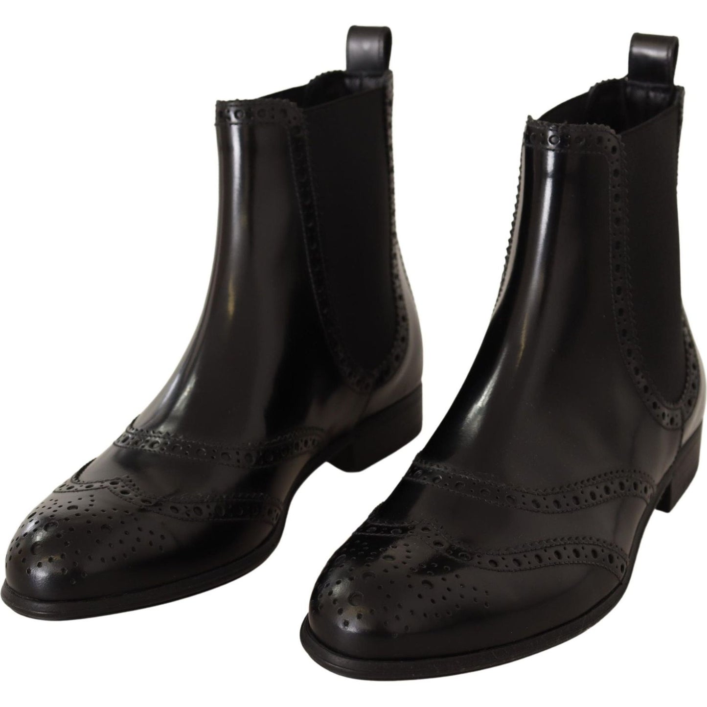 Dolce & Gabbana Elegant Black Ankle Wingtip Oxford Boots Dolce & Gabbana