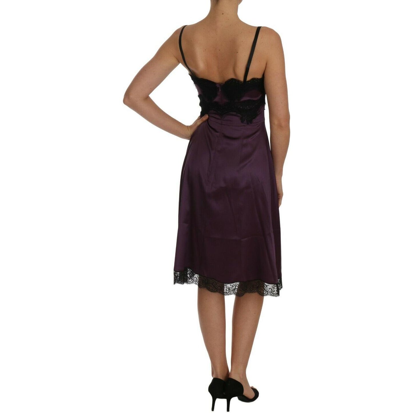 Dolce & Gabbana Elegant Purple Silk Lace Chemise Dress Dolce & Gabbana