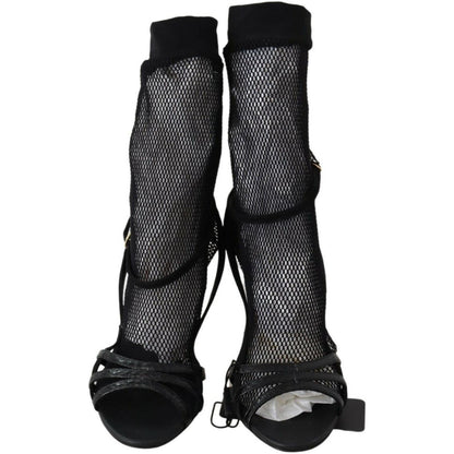Dolce & Gabbana Black Suede Short Boots Sandals Shoes