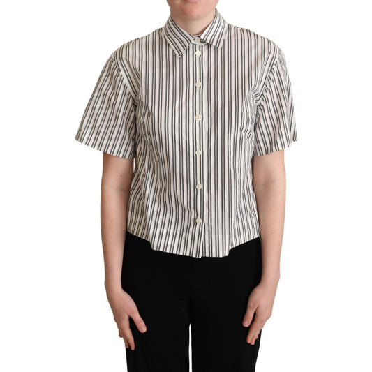 Dolce & Gabbana White Black Striped Shirt Blouse Top Dolce & Gabbana