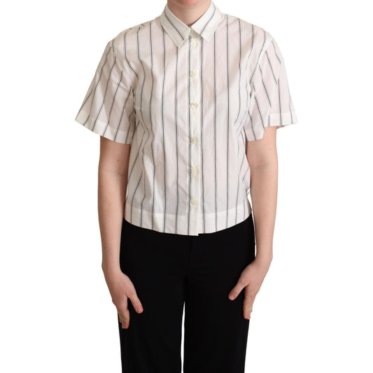 Dolce & Gabbana White Black Stripes Collared Shirt Top Dolce & Gabbana