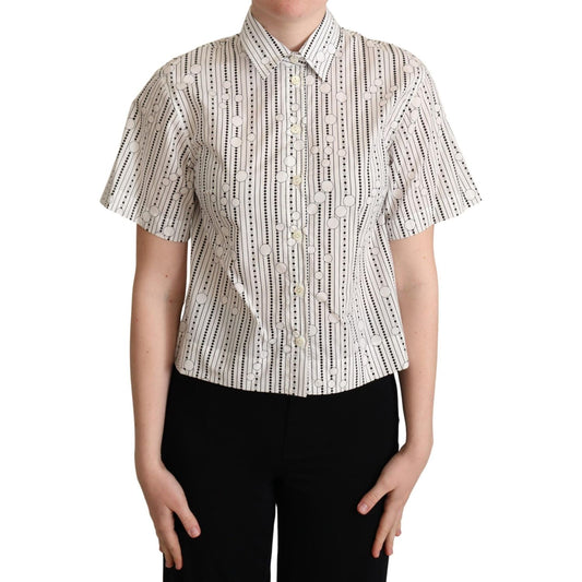 Dolce & Gabbana White Circles Dots Collared Button Up Shirt Dolce & Gabbana