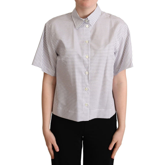 Dolce & Gabbana White Polka Dots Collared Blouse Shirt Dolce & Gabbana