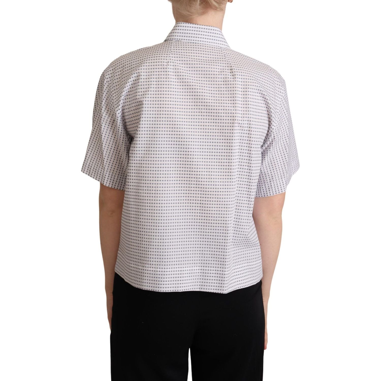 Dolce & Gabbana White Polka Dots Collared Blouse Shirt