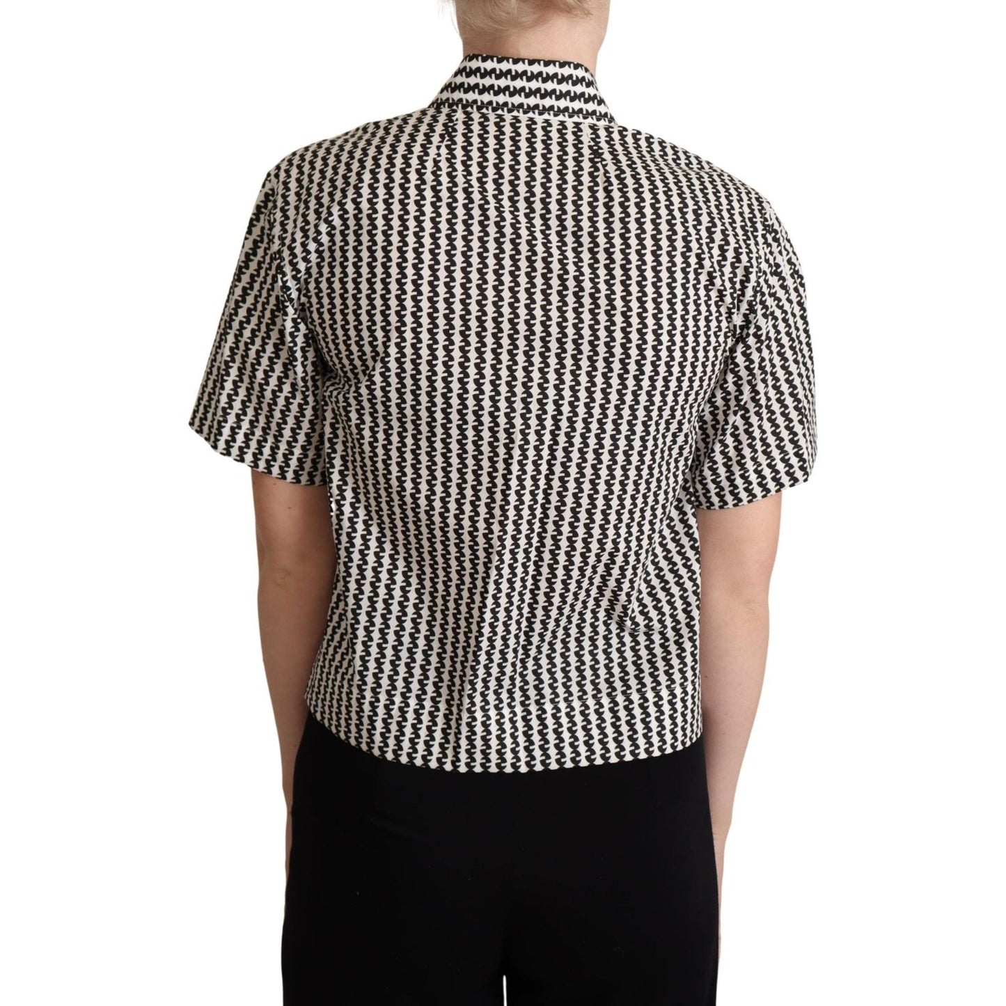 Dolce & Gabbana Elegant Black and White Patterned Cotton Polo Dolce & Gabbana