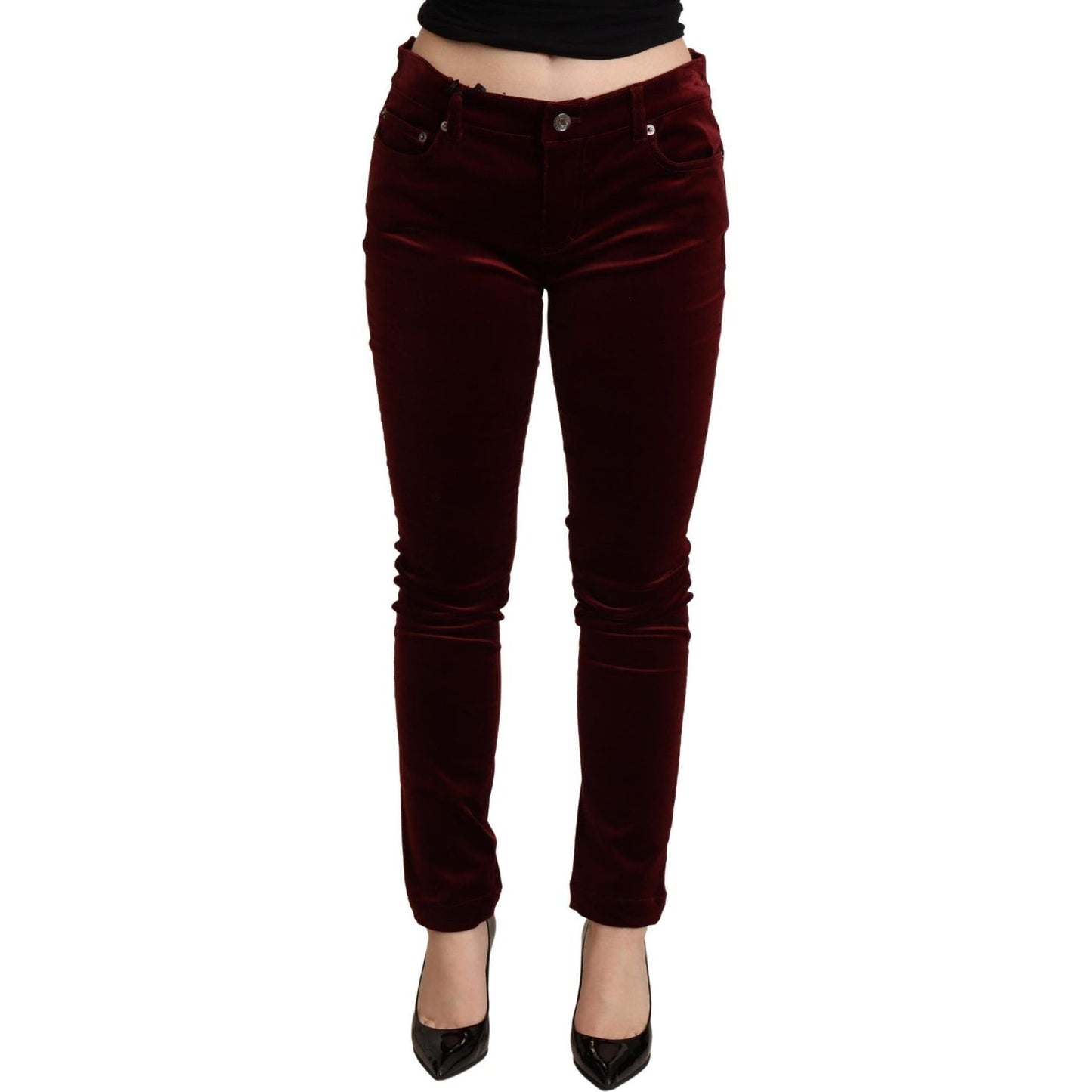 Dolce & Gabbana Exquisite Bordeaux Red Skinny Pants Dolce & Gabbana