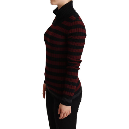 Dolce & Gabbana Black Red Striped Wool Pullover Sweater