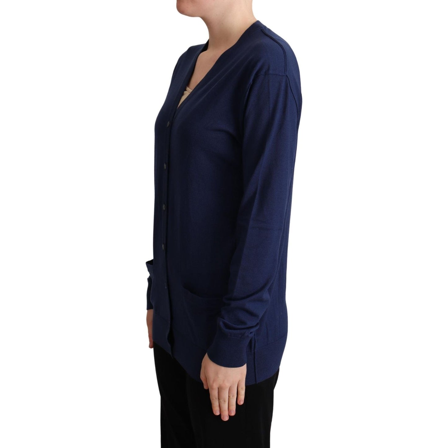 Dolce & Gabbana Blue Virgin Wool Button Down Cardigan Sweater