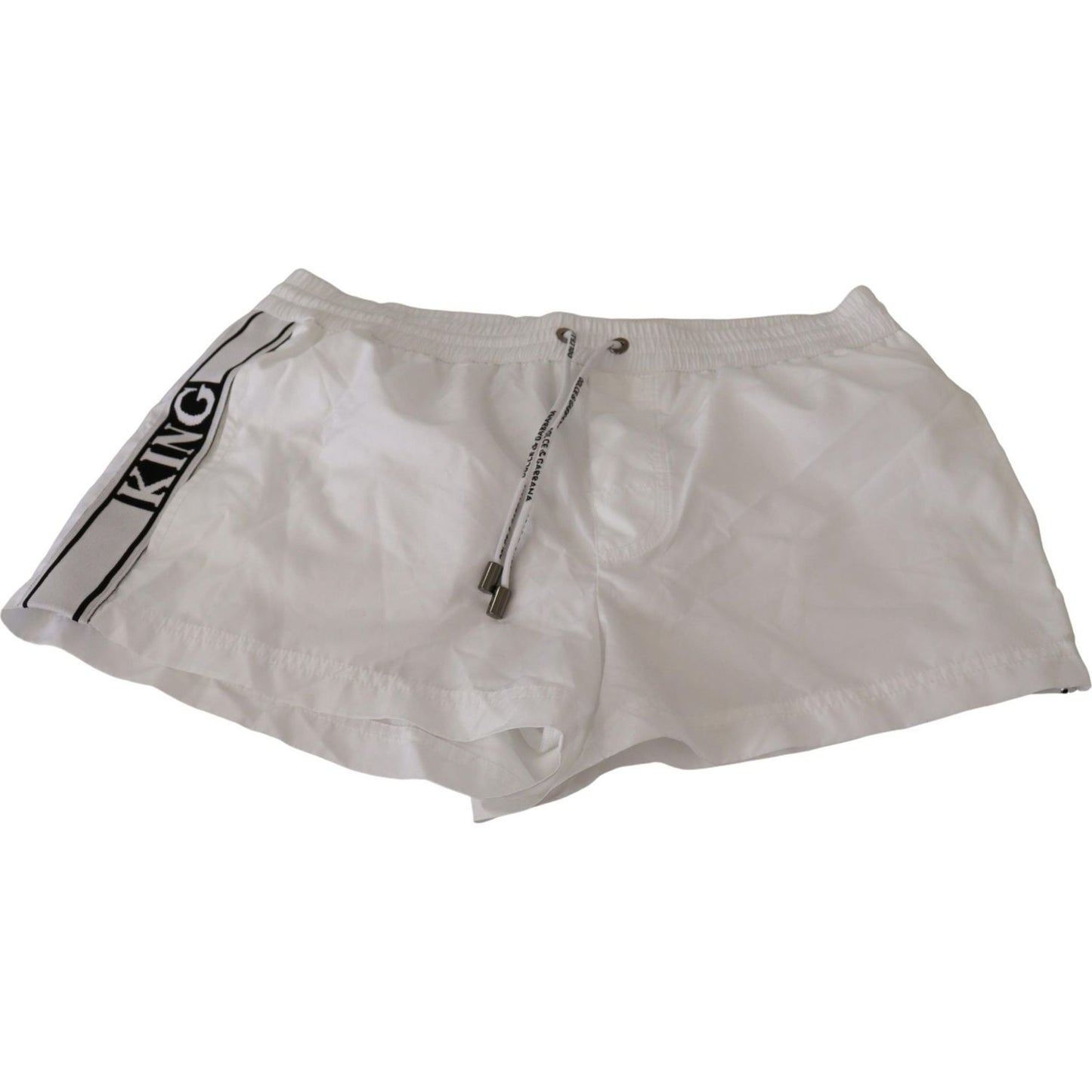 Dolce & Gabbana Elegant White KING Motive Swim Trunks Dolce & Gabbana