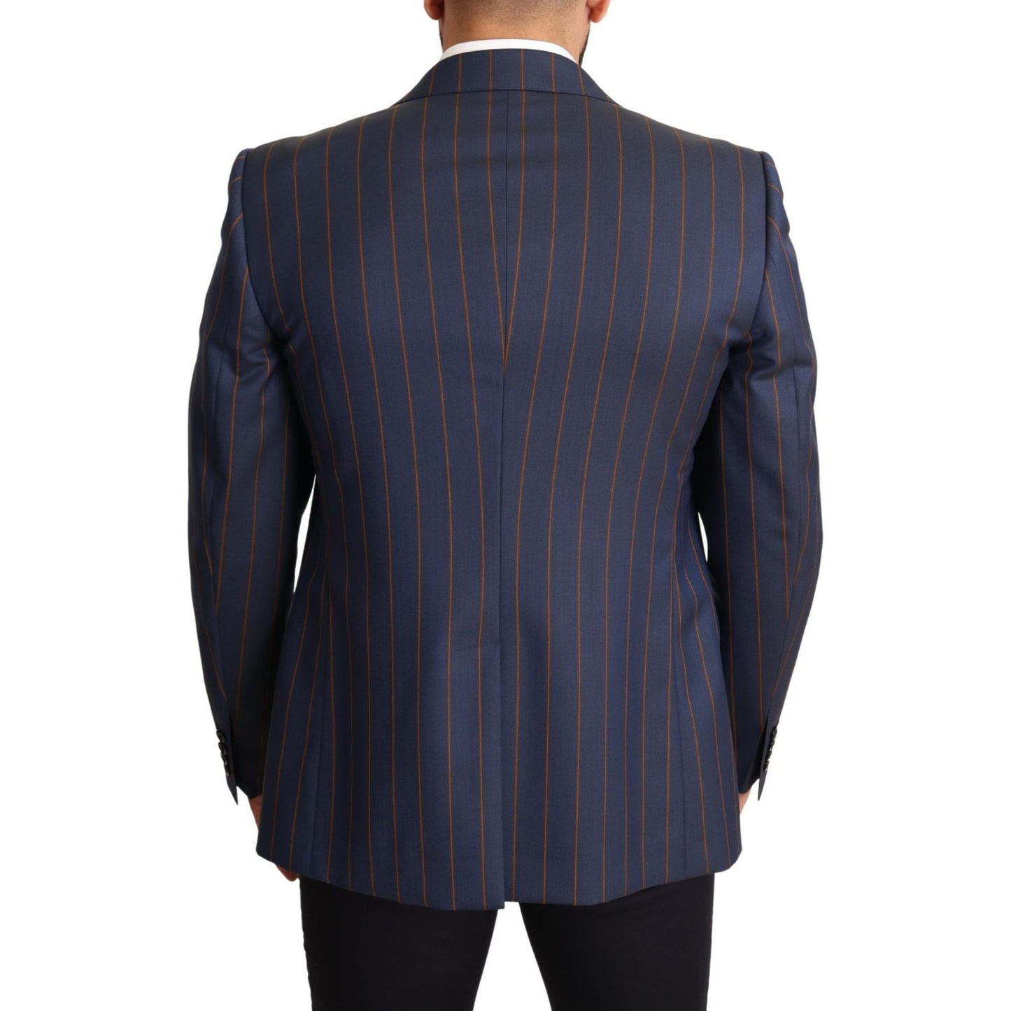 Dolce & Gabbana Elegant Slim Fit Blue Striped Wool Blazer Dolce & Gabbana