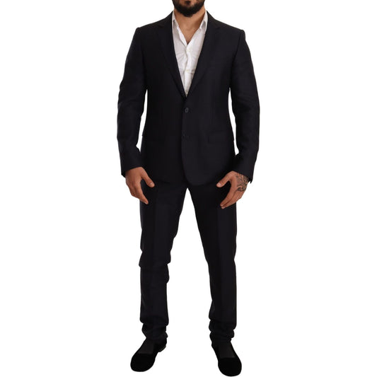 Dolce & Gabbana Elegant Slim Fit Jacquard Suit in Blue Suit Dolce & Gabbana