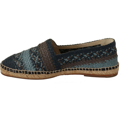Dolce & Gabbana Blue Gray Slip On Buffalo Espadrille Shoes Dolce & Gabbana