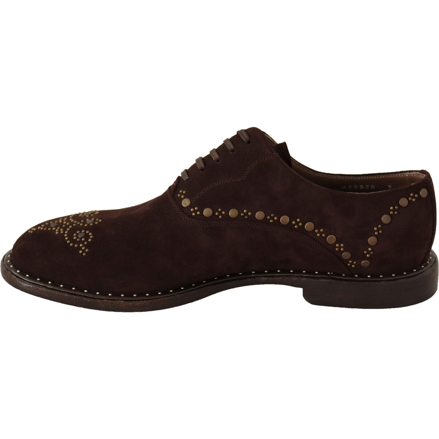 Dolce & Gabbana Elegant Brown Suede Studded Derby Shoes Dress Shoes Dolce & Gabbana