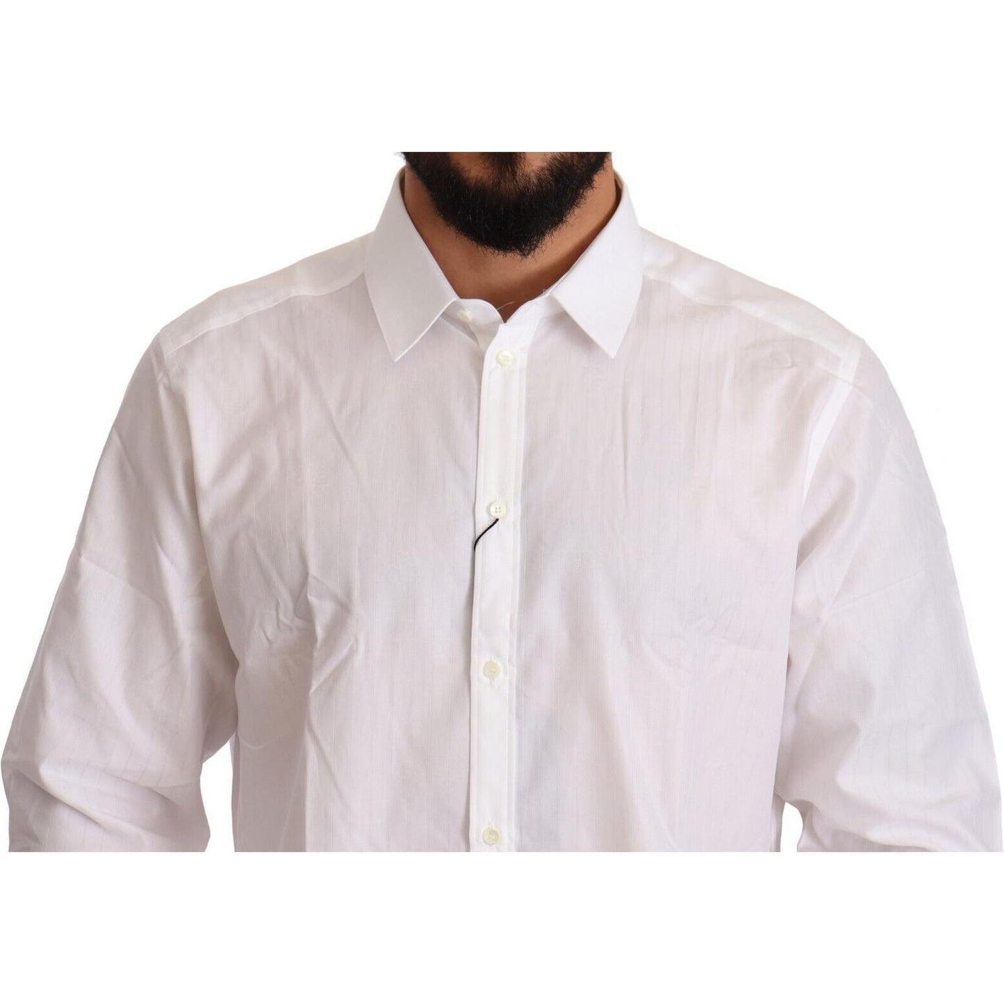 Dolce & Gabbana White Cotton Martini Fit Shirt MAN SHIRTS Dolce & Gabbana