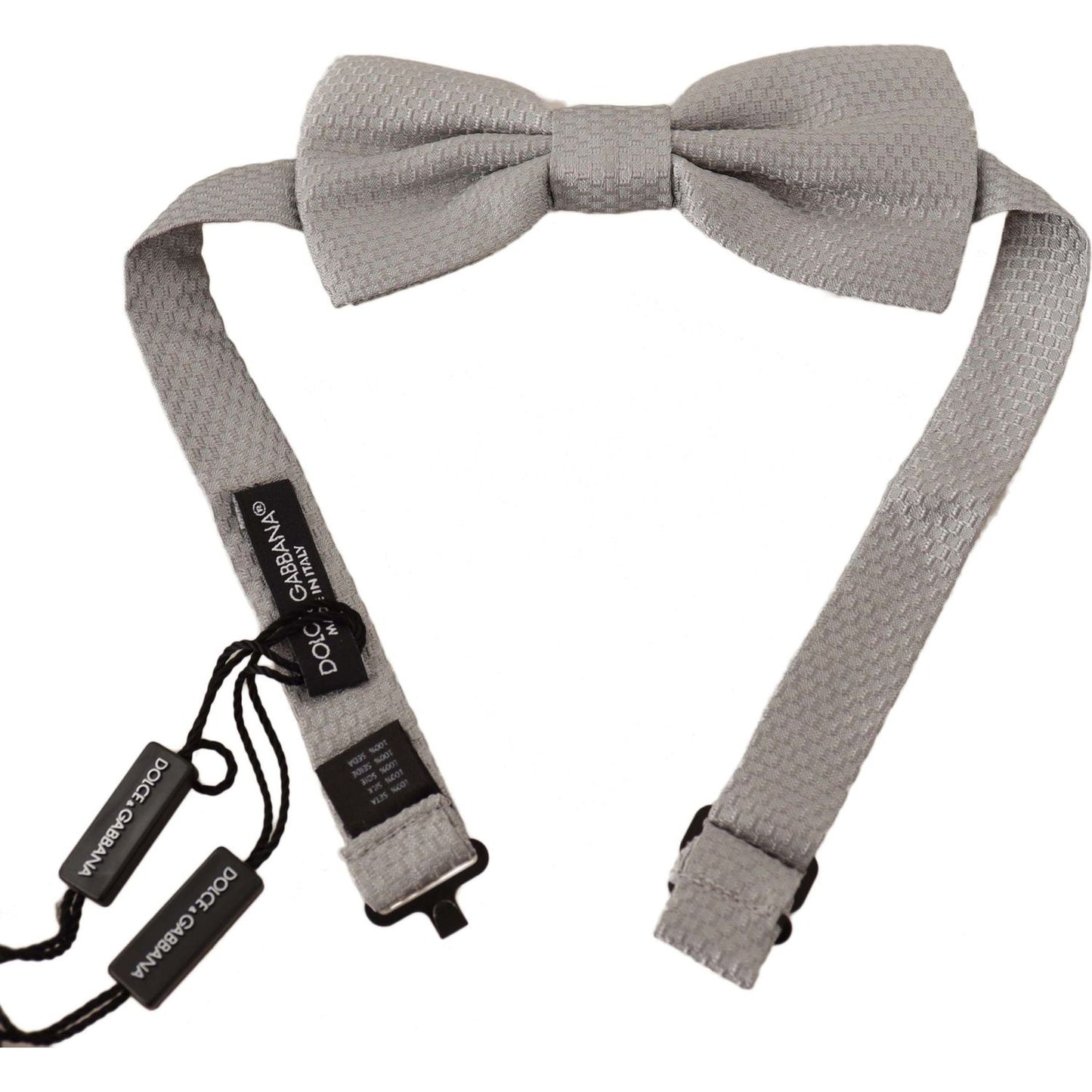 Dolce & Gabbana Elegant Silver Silk Bow Tie Bow Tie Dolce & Gabbana Rosy Brown