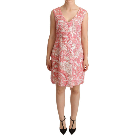 Dolce & Gabbana Elegant Pink Jacquard Floral Sheath Dress WOMAN DRESSES Dolce & Gabbana Rosy Brown